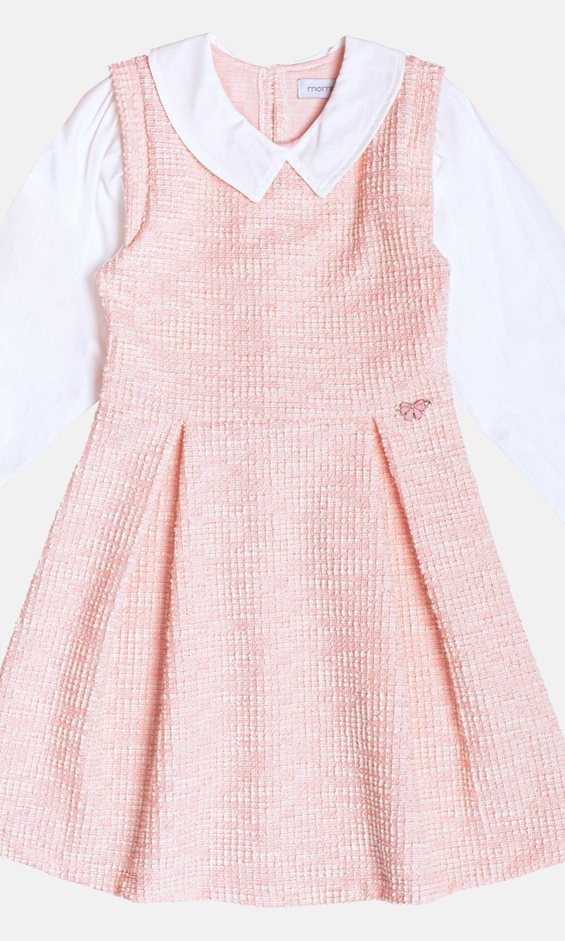 vest de tweed com gola rosa