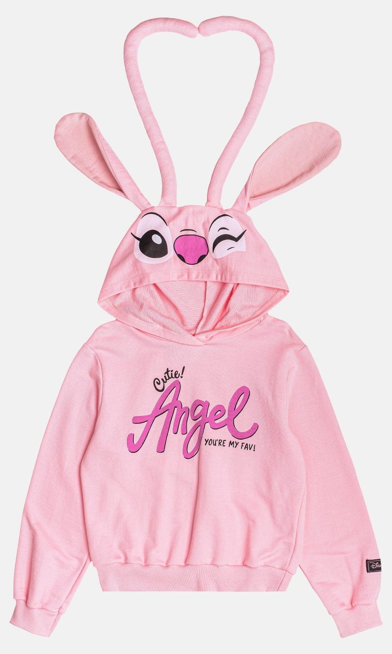 casaco angel capuz e orelhas rosa blossom