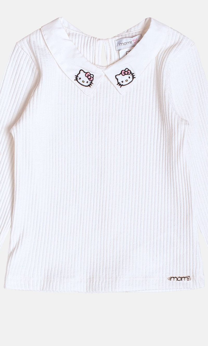 blusa ml com gola hello kitty off white