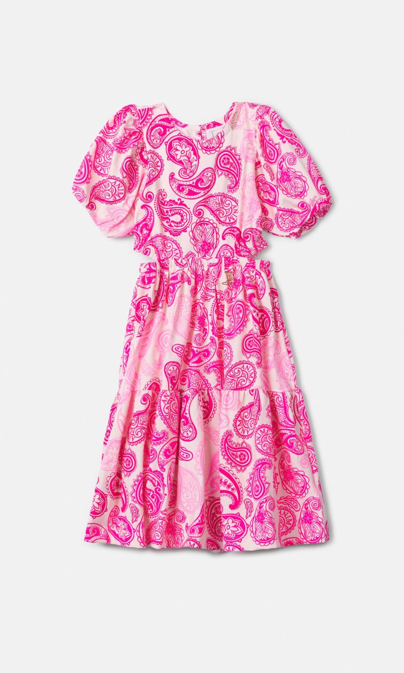 vestido abertura lateral paisley amn