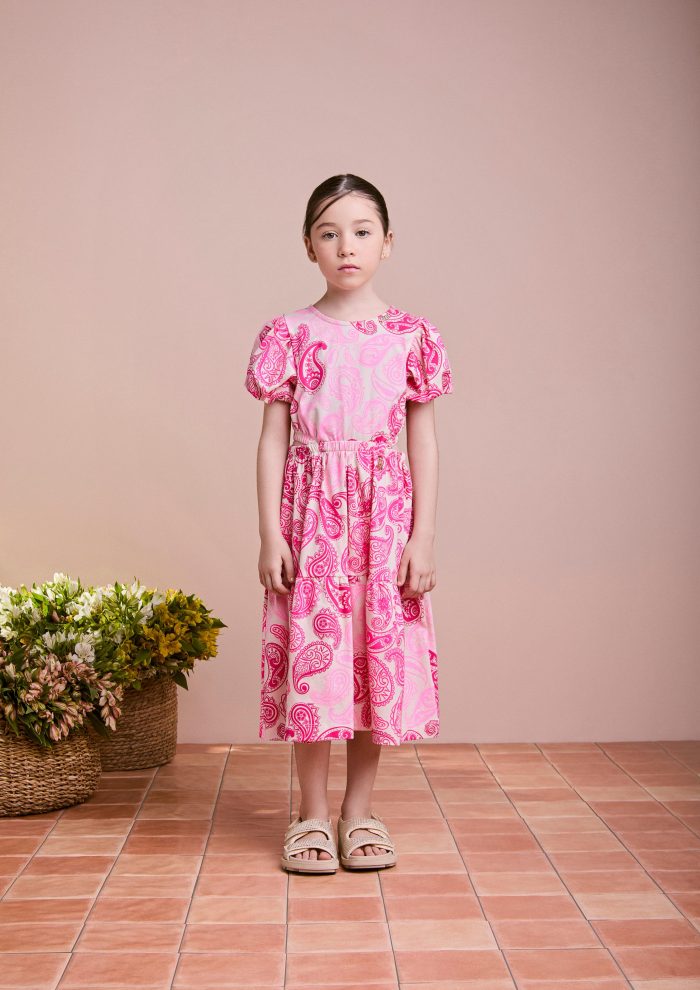 vestido abertura lateral paisley amn