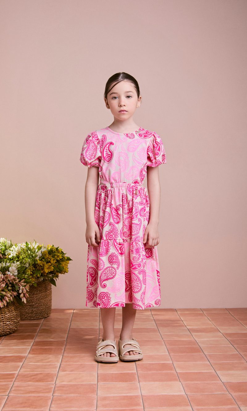 vestido abertura lateral paisley amn