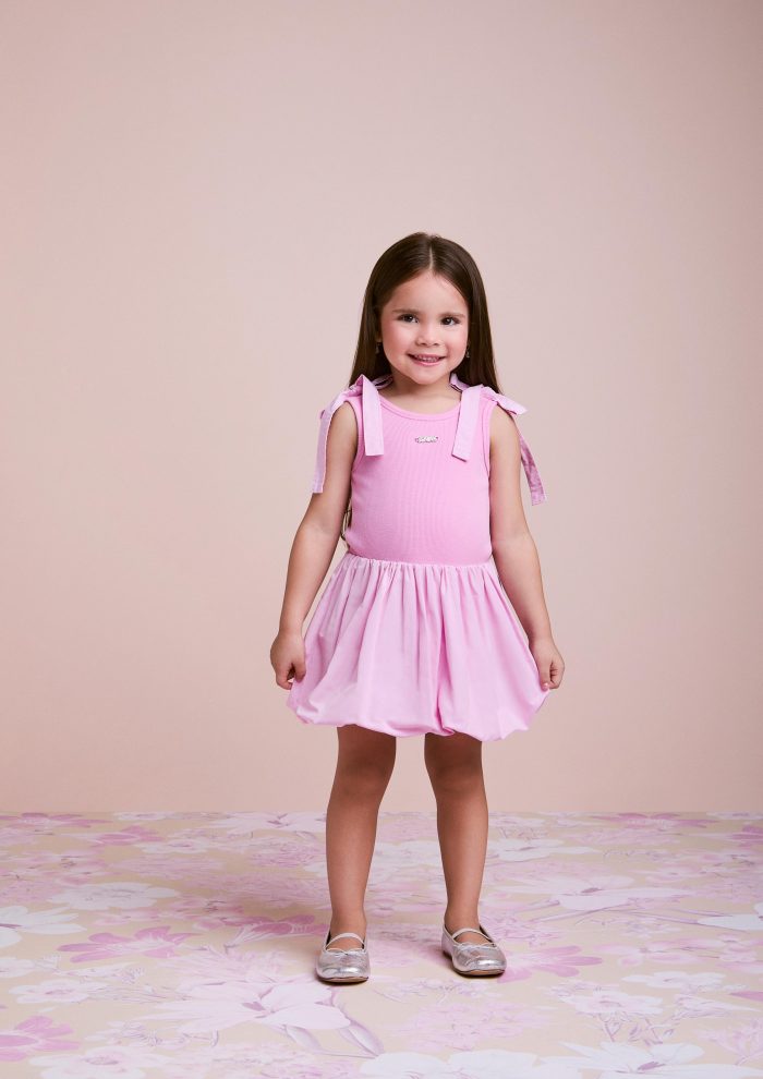 vestido saia balone rosa girly
