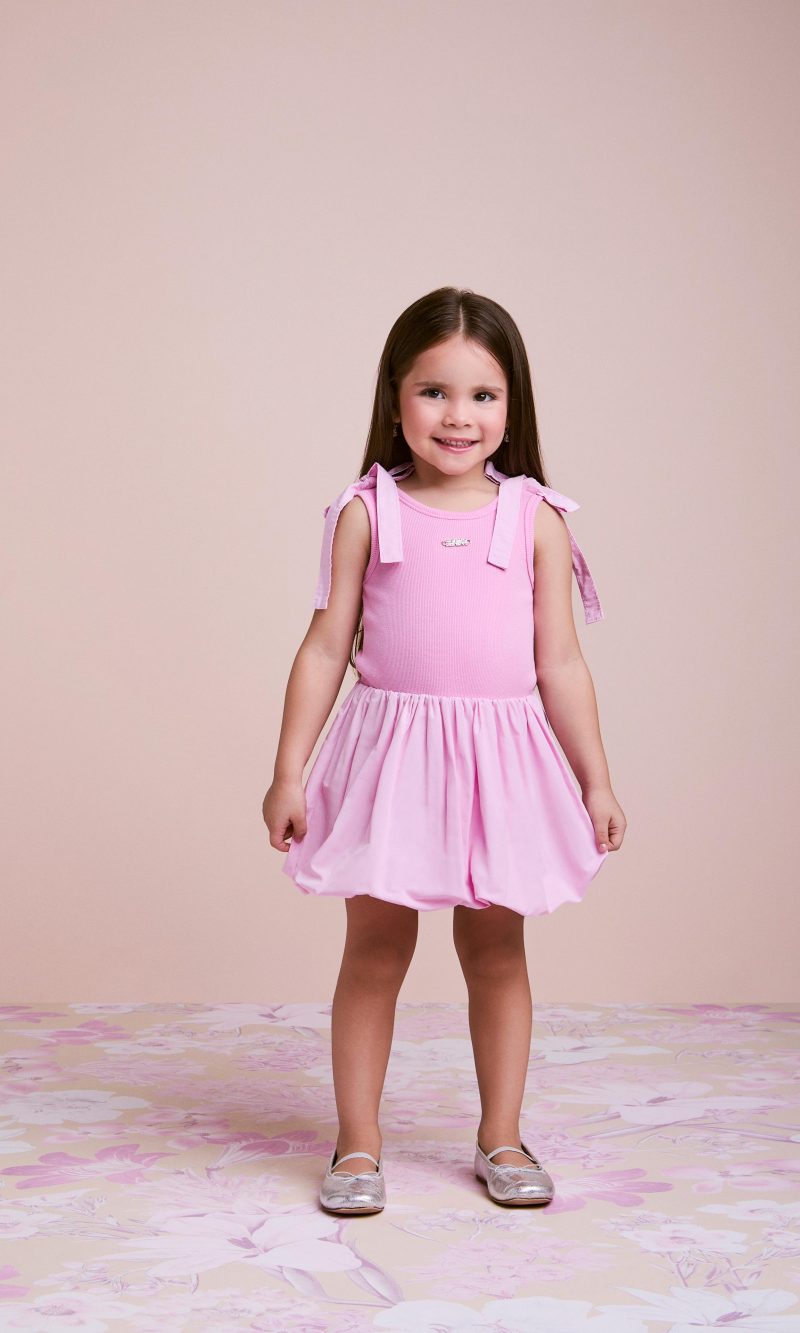 vestido saia balone rosa girly