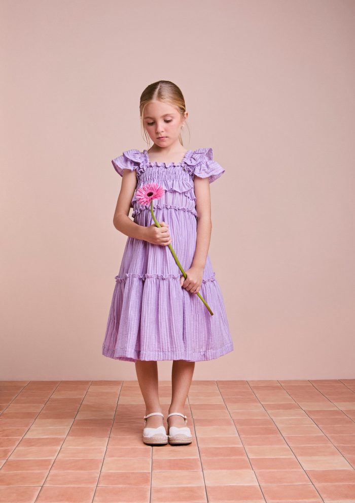 vestido plissado lilas lavanda