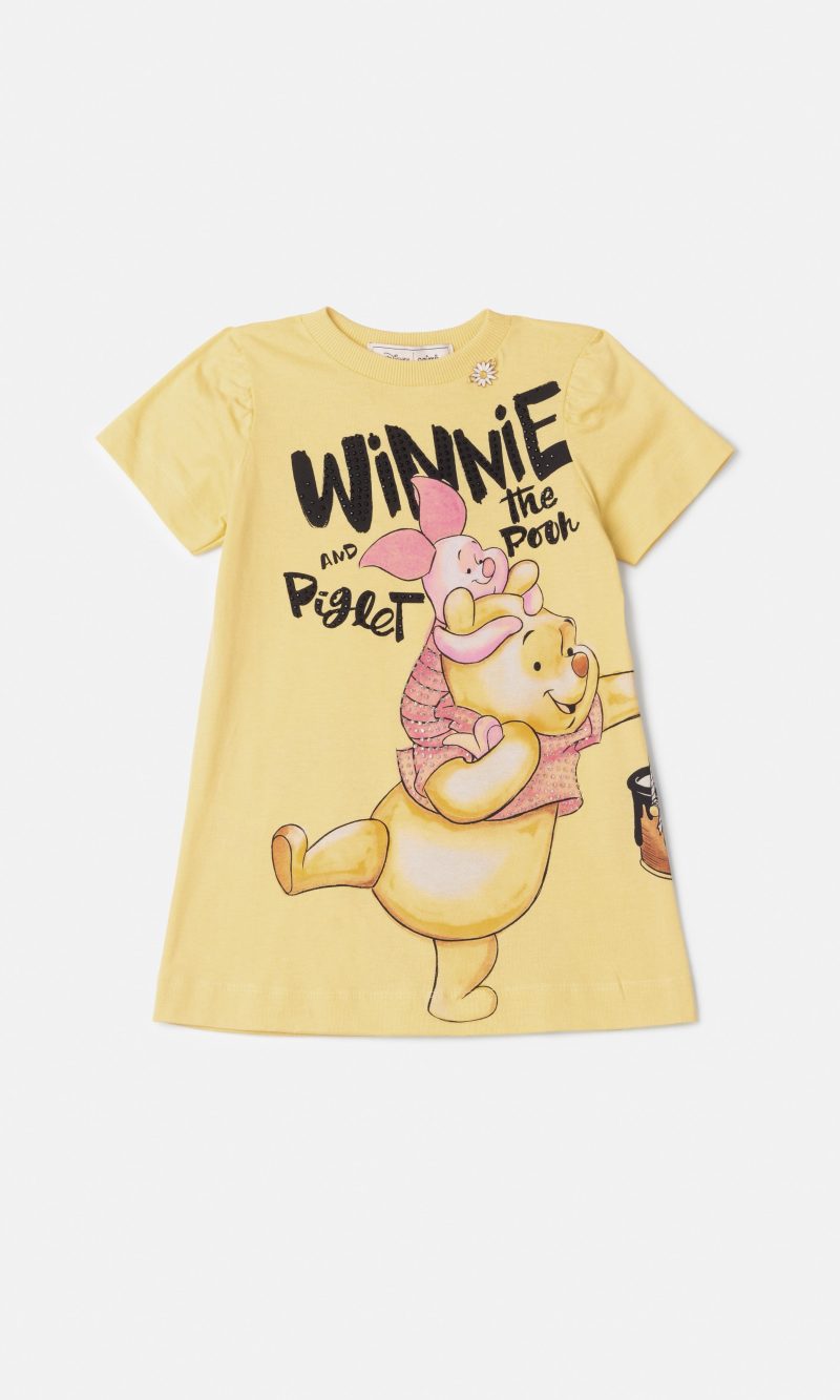 vestido malha pooh amarelo sunny