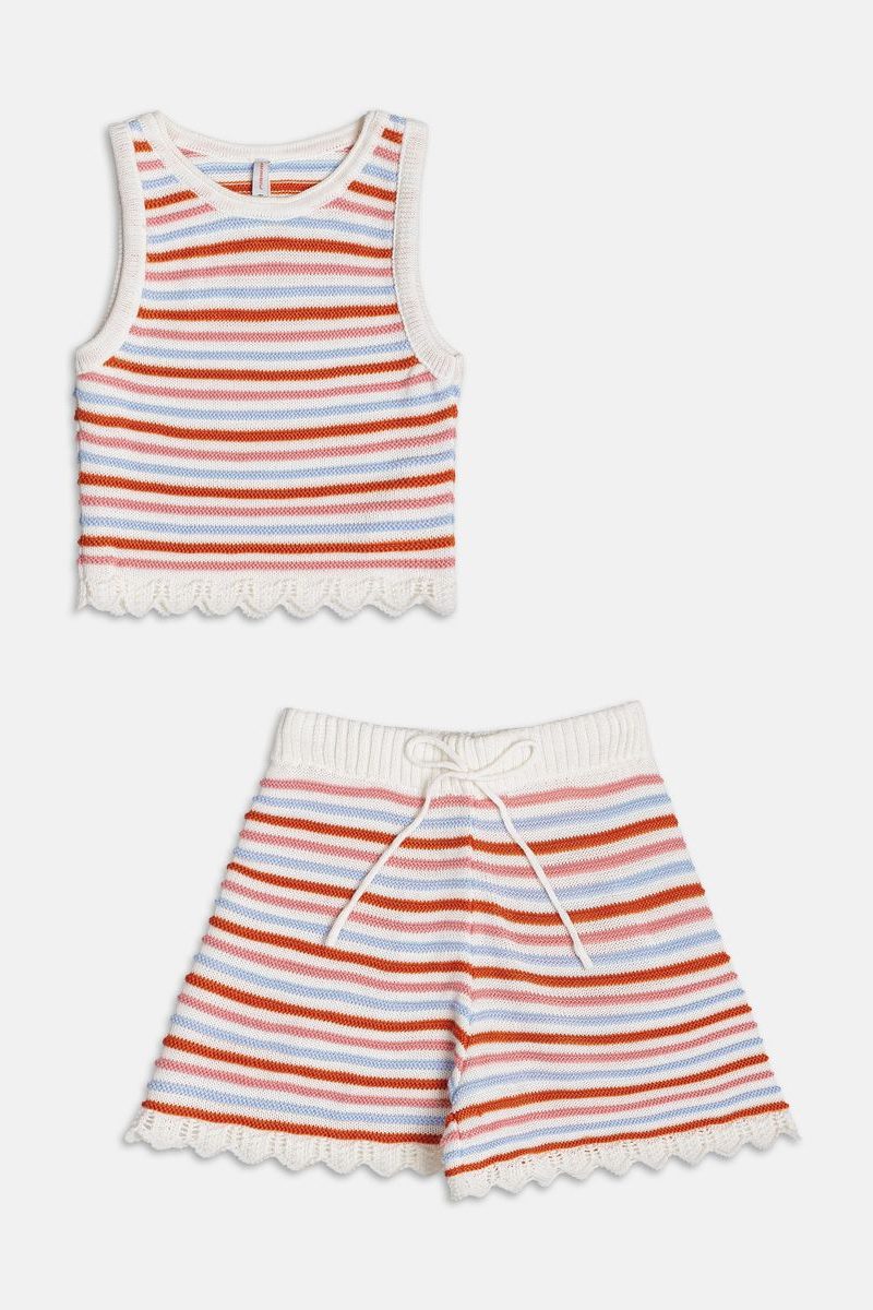 cj tricot top r5171 short r5162 listrado