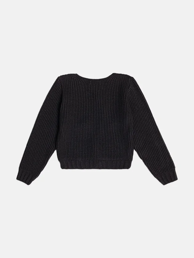 casaco de tricot com bolso pto h6945