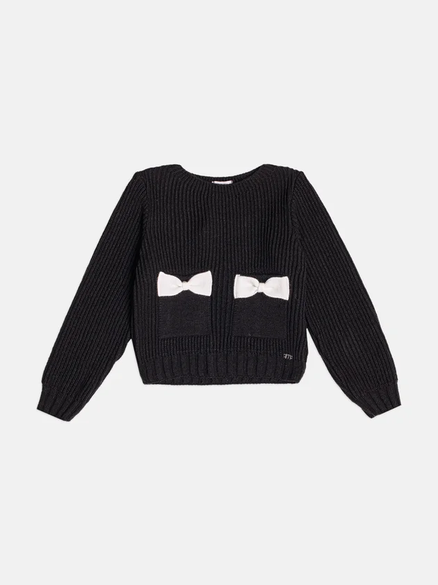 casaco de tricot com bolso pto h6945