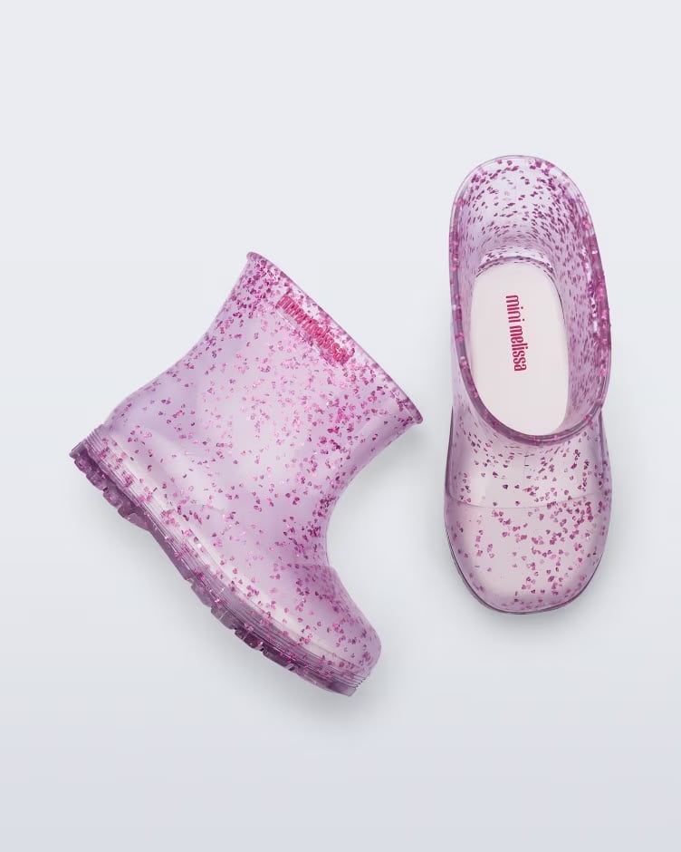 bota mini melissa amarelo glitter